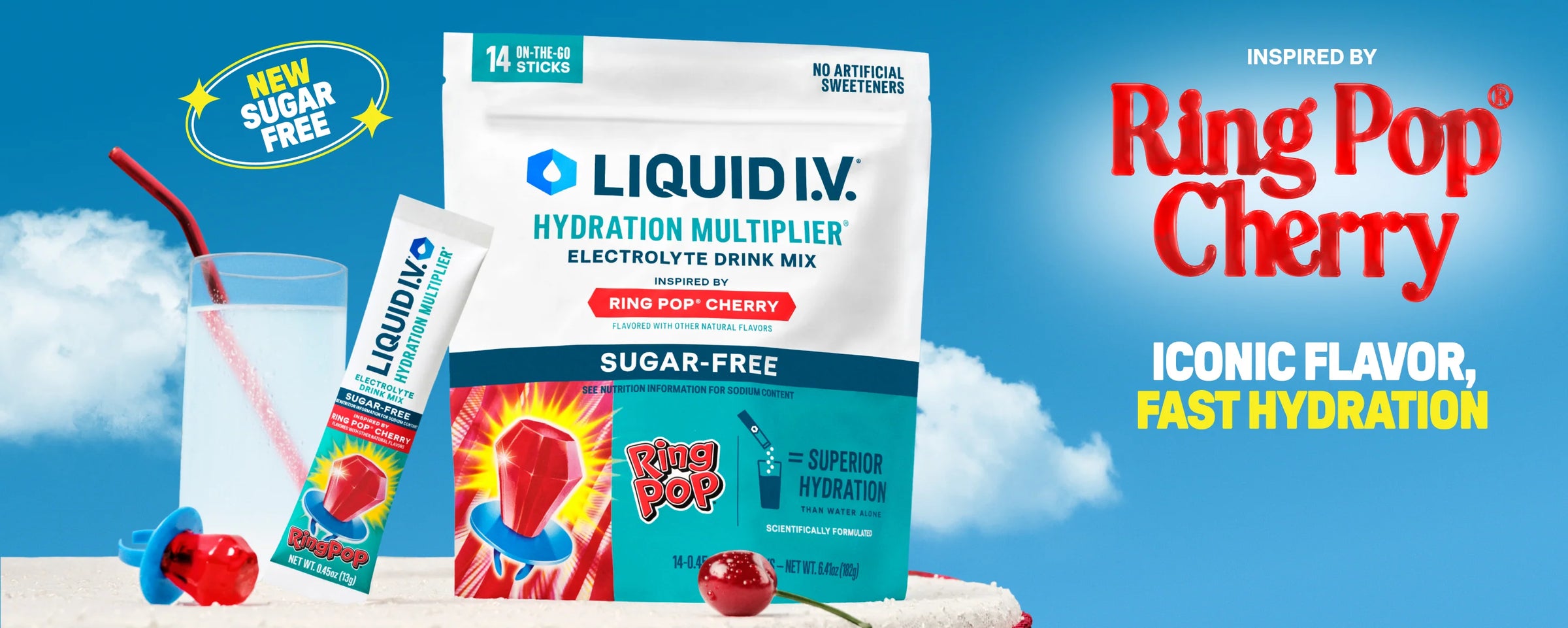 Ring Pop® Cherry Hydration Multiplier® Sugar-Free - Cherry Easy Pick